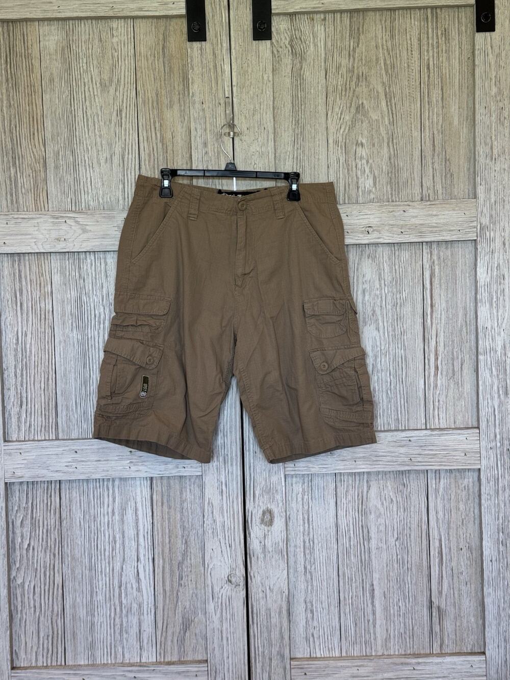 Ecko Unltd Cargo Shorts Mens 34 Tan Ripstop Multi Pocket Y2K Baggy‎ Skate